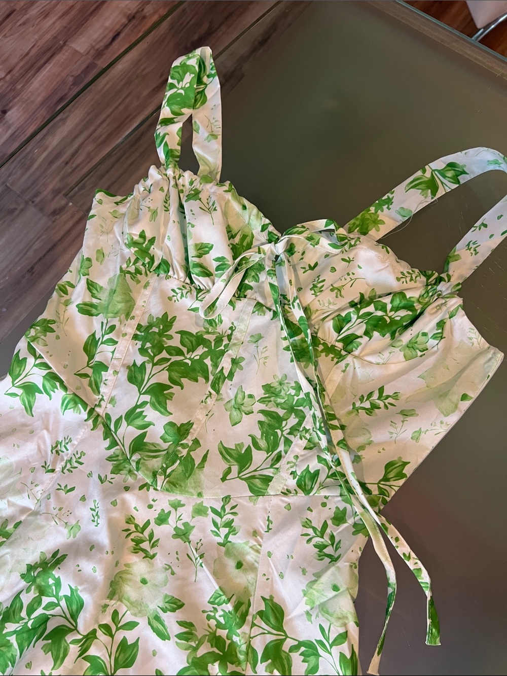 Green Floral Whimsical Tea Dress